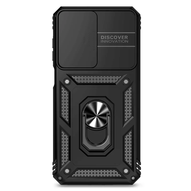 Funda para Samsung Galaxy A26 5G de PC + TPU con protección de lente y soporte - Negro