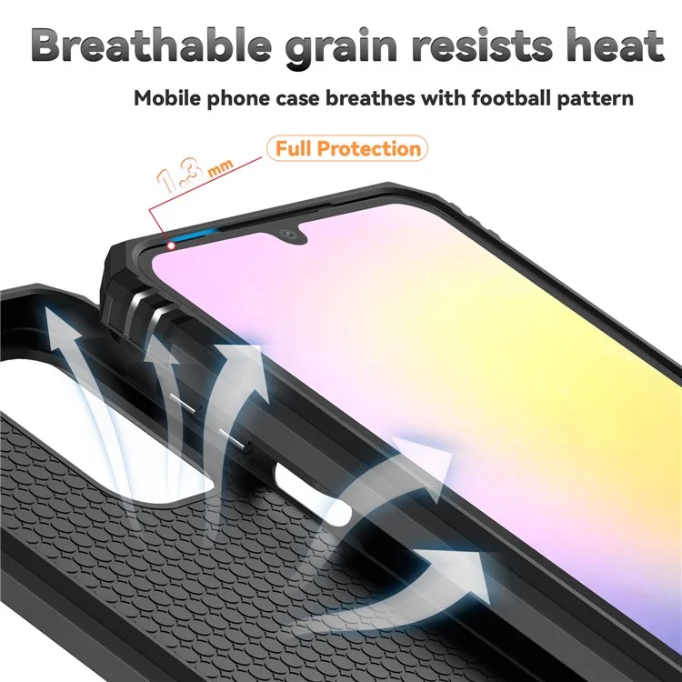 Funda para Samsung Galaxy A26 5G de PC + TPU con protección de lente y soporte - Negro