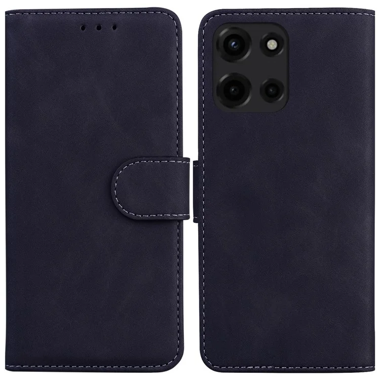 Funda para Motorola Moto G Power (2025) Tapa de cartera de cuero de color sólido - Negro