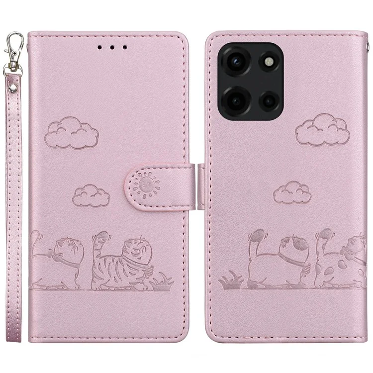 Étui pour Motorola Moto G Power (2025) avec blocage RFID, motif chaton, en TPU+PU, housse de téléphone - Rose