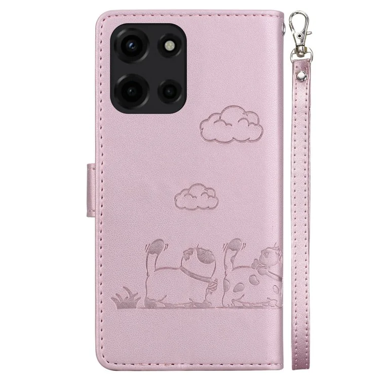 Étui pour Motorola Moto G Power (2025) avec blocage RFID, motif chaton, en TPU+PU, housse de téléphone - Rose