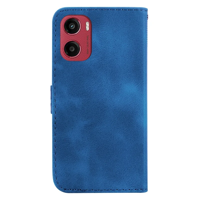 Funda con soporte para Motorola Moto G05 4G / E15 4G, con patrón en forma de 7 y acabado de cuero - Azul oscuro