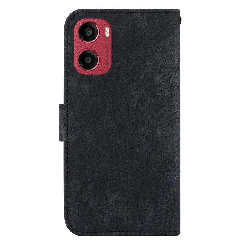 Custodia a portafoglio in pelle con stampa tigre per Motorola Moto G05 4G / E15 4G, resistente agli urti - Nero