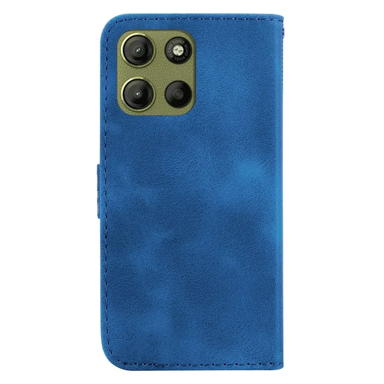 Funda con soporte para Motorola Moto G15 4G, con patrón en forma de 7 y revestimiento de piel - Azul oscuro