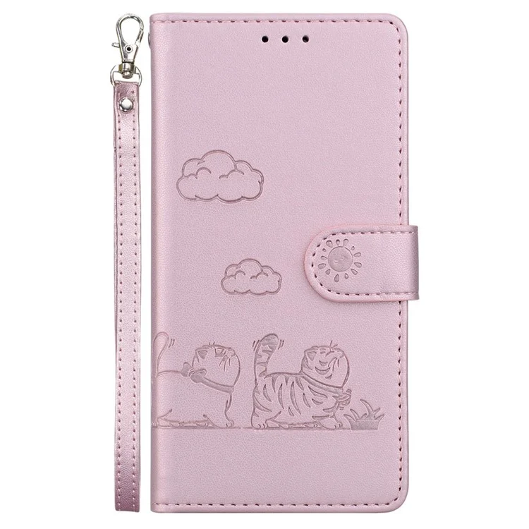 Coque pour Motorola Moto G15 4G, motif chaton, protection RFID, TPU + PU cuir, couverture de téléphone - Rose
