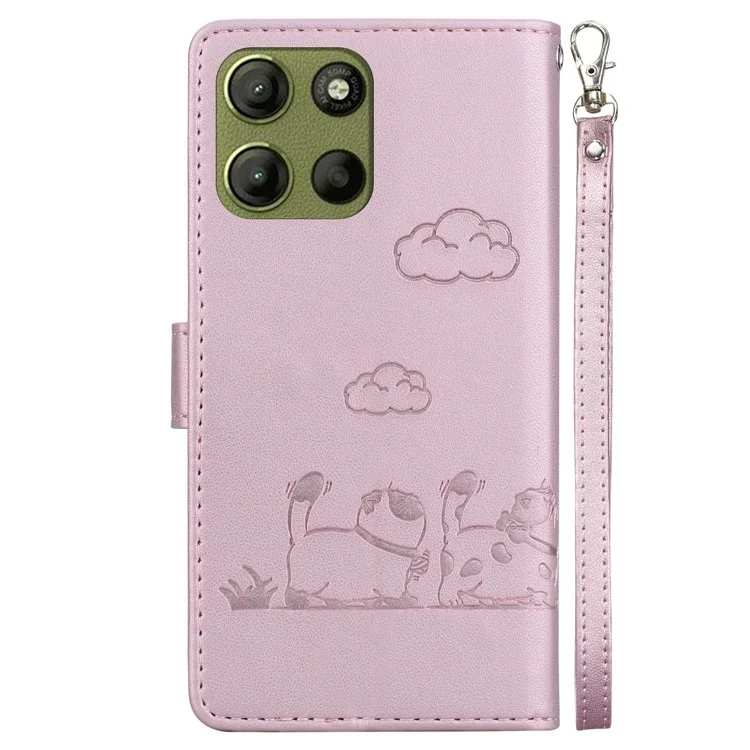Coque pour Motorola Moto G15 4G, motif chaton, protection RFID, TPU + PU cuir, couverture de téléphone - Rose