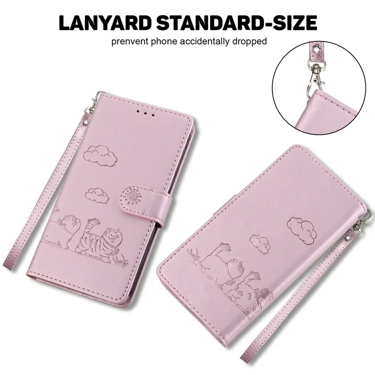 Coque pour Motorola Moto G15 4G, motif chaton, protection RFID, TPU + PU cuir, couverture de téléphone - Rose