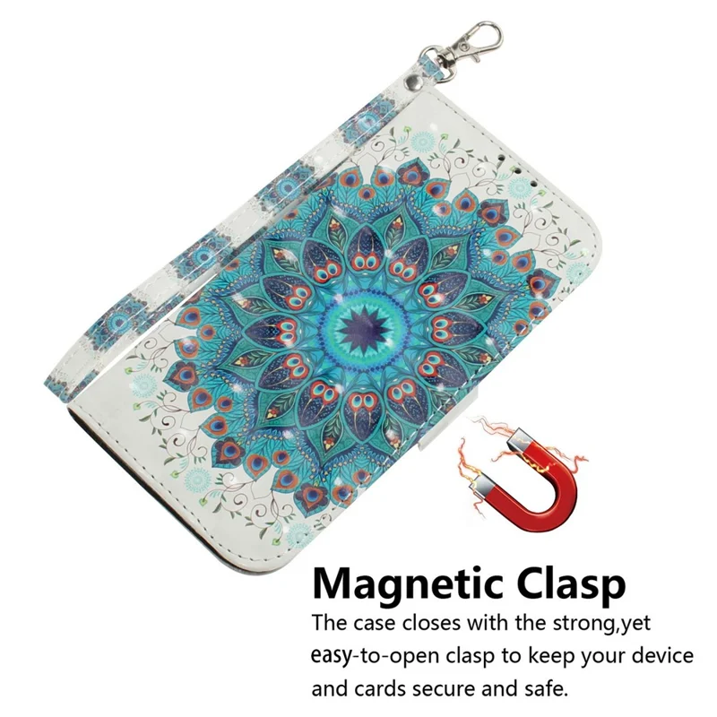 For Realme 13+ 5G Case Pattern Printing Leather Wallet Phone Cover - Peacock Wreath