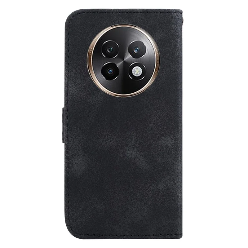 For Realme 13+ 5G Stand Case 7-Shaped Pattern Imprint Leather Phone Cover - Black