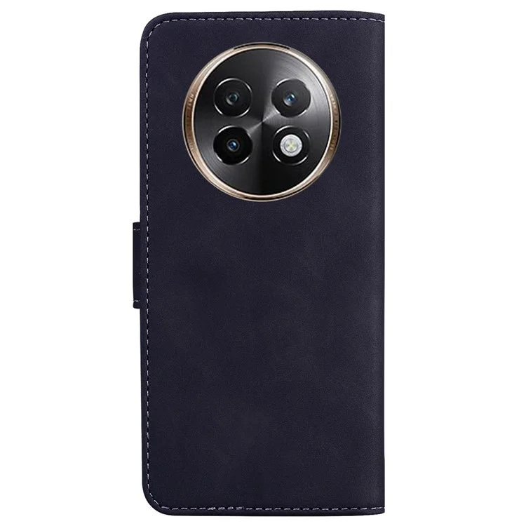 Für Realme 13+ 5G Hülle Einfarbiges Leder-Wallet-Telefonhülle - Schwarz