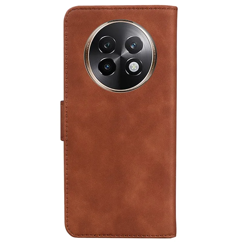 For Realme 13+ 5G Case Solid Color Leather Wallet Phone Cover - Brown