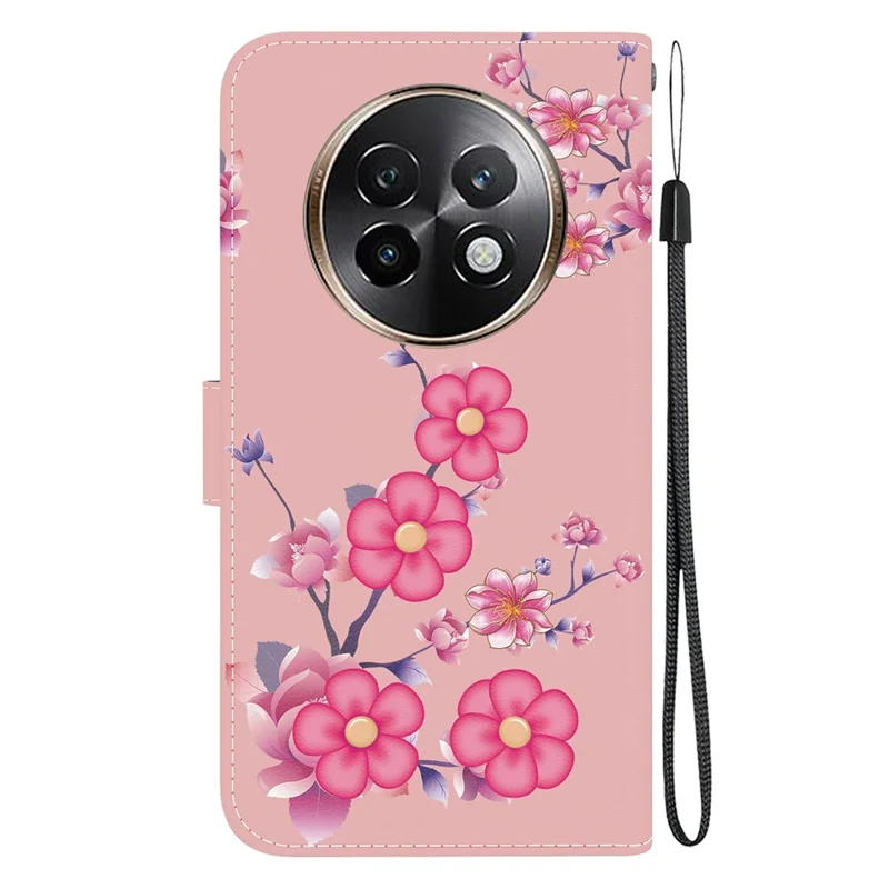 For Realme 13+ 5G Wallet Phone Case Anti-Drop Leather Flip Cover Pattern Printing - Sakura