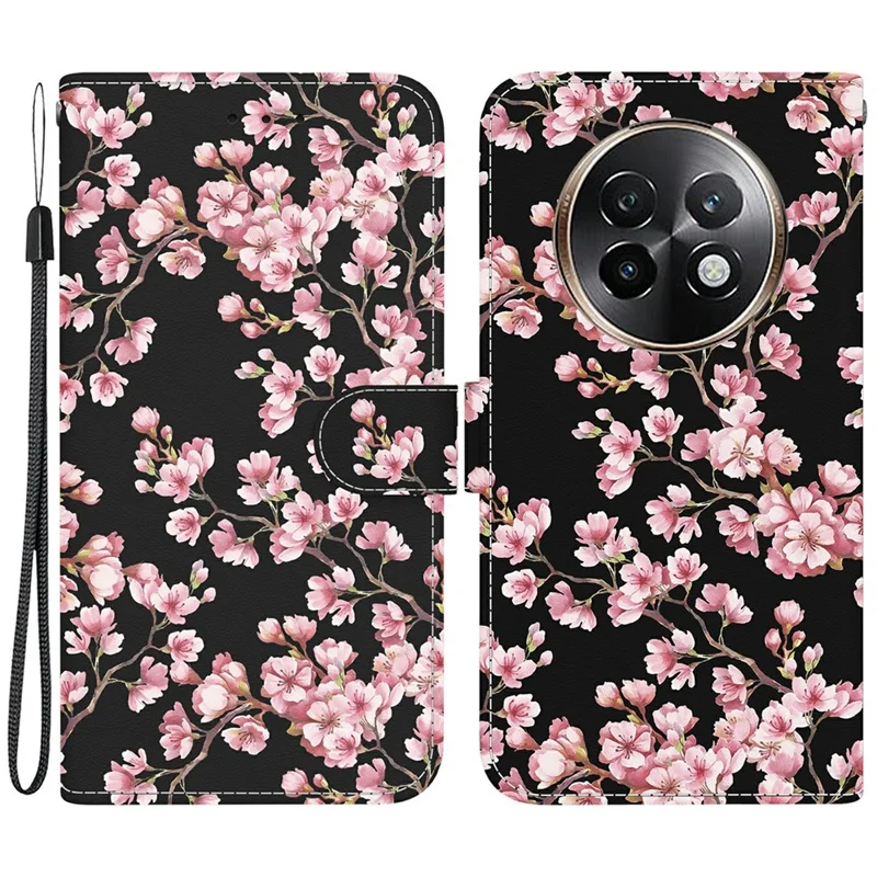 For Realme 13+ 5G Wallet Phone Case Anti-Drop Leather Flip Cover Pattern Printing - Plum Blossom