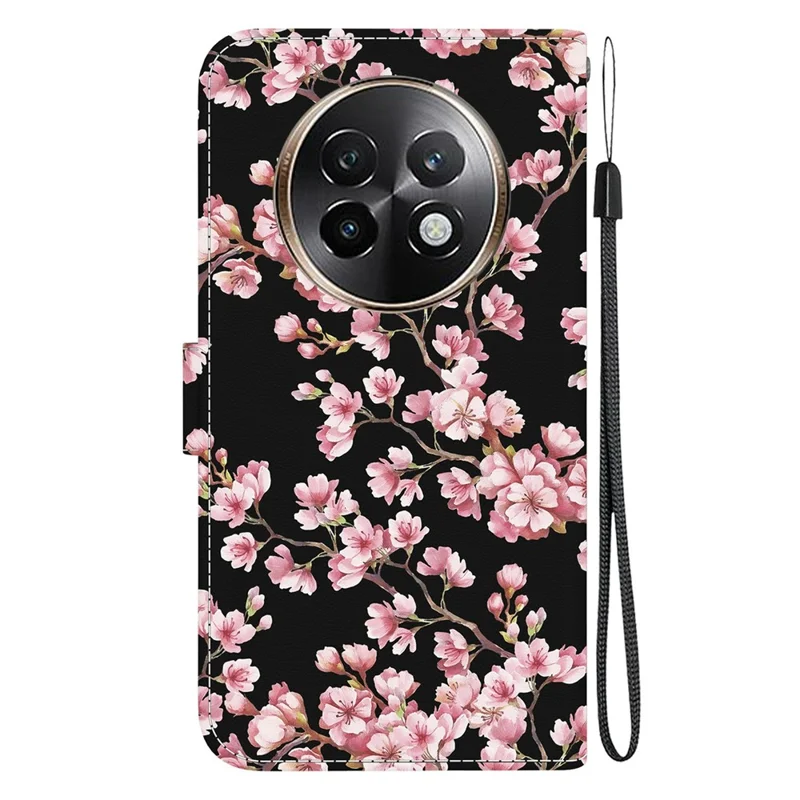 For Realme 13+ 5G Wallet Phone Case Anti-Drop Leather Flip Cover Pattern Printing - Plum Blossom