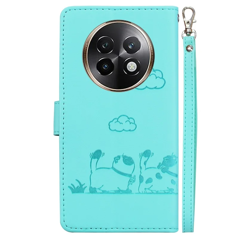 For Realme 13+ 5G / 13 Pro 5G (China) Case RFID Blocking Kitten Pattern TPU+PU Leather Phone Cover - Green