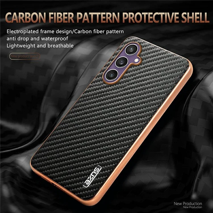 Custodia per Samsung Galaxy A05s 4G / M14 4G, texture in fibra di carbonio con rivestimento in elettroplaccatura PU + TPU, colore nero.