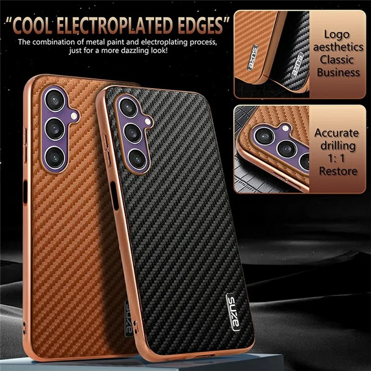 Custodia per Samsung Galaxy A05s 4G / M14 4G, texture in fibra di carbonio con rivestimento in elettroplaccatura PU + TPU, colore nero.