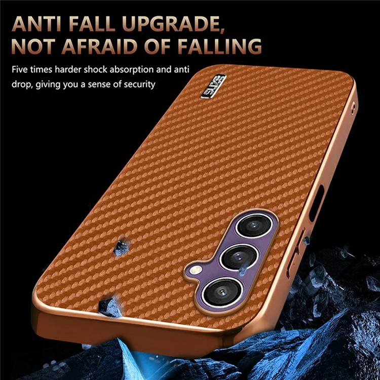 Custodia per Samsung Galaxy A05s 4G / M14 4G, texture in fibra di carbonio con rivestimento in elettroplaccatura PU + TPU, colore nero.