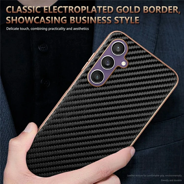 Custodia per Samsung Galaxy A05s 4G / M14 4G, texture in fibra di carbonio con rivestimento in elettroplaccatura PU + TPU, colore nero.
