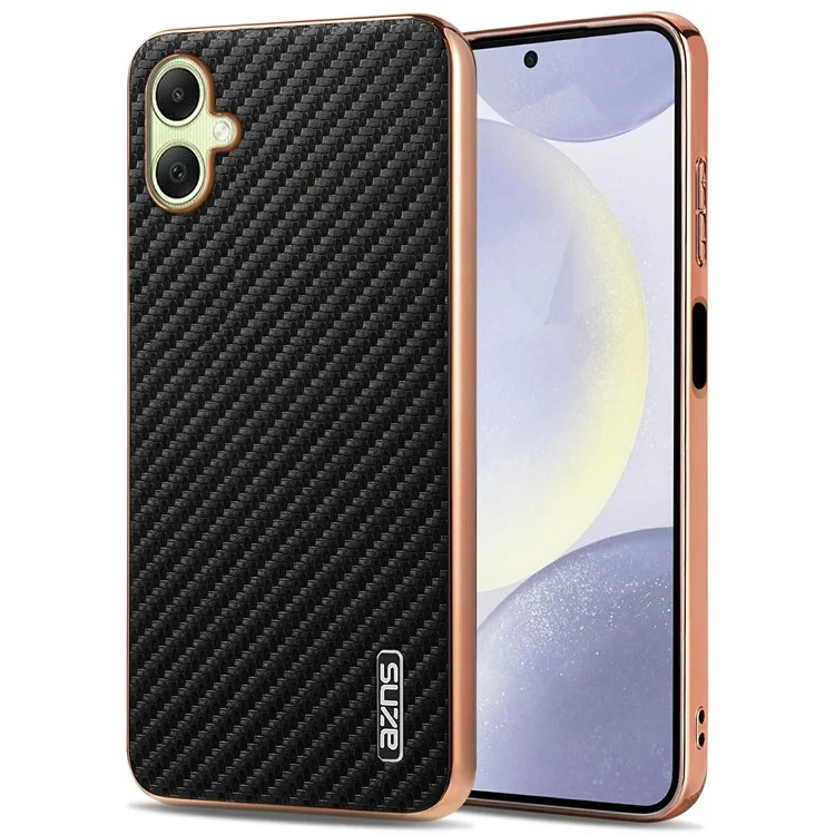 AZNS Чехол для Samsung Galaxy A06 с текстурой углеродного волокна, электролитное покрытие, PU + TPU - Черный