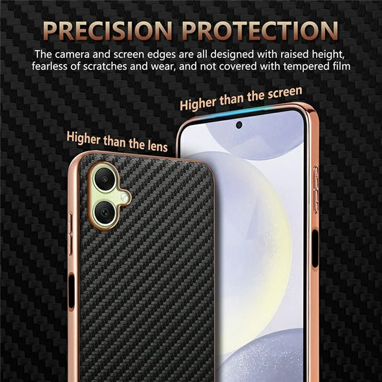 AZNS Чехол для Samsung Galaxy A06 с текстурой углеродного волокна, электролитное покрытие, PU + TPU - Черный