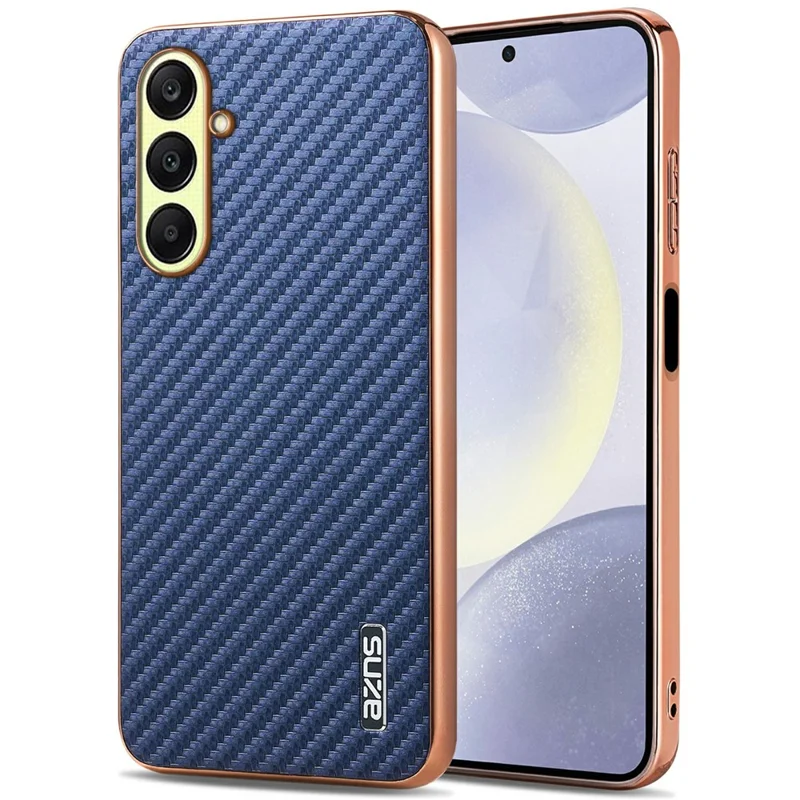 AZNS For Samsung Galaxy A26 5G Case Electroplating Carbon Fiber Texture PU + TPU Phone Cover - Blue