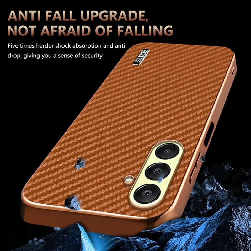 AZNS For Samsung Galaxy A26 5G Case Electroplating Carbon Fiber Texture PU + TPU Phone Cover - Blue