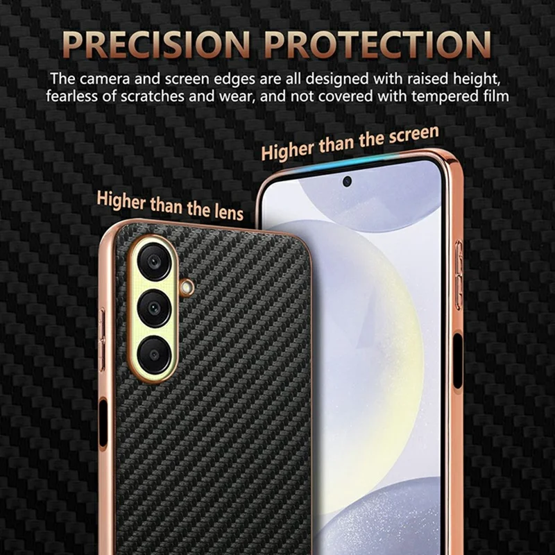 AZNS For Samsung Galaxy A26 5G Case Electroplating Carbon Fiber Texture PU + TPU Phone Cover - Blue