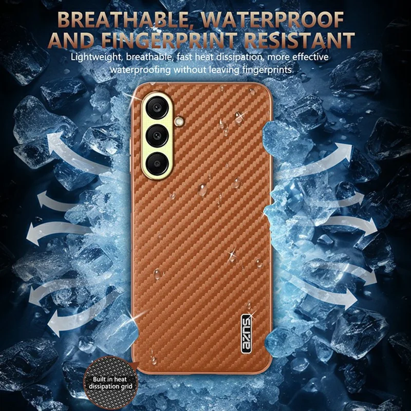 AZNS For Samsung Galaxy A26 5G Case Electroplating Carbon Fiber Texture PU + TPU Phone Cover - Blue