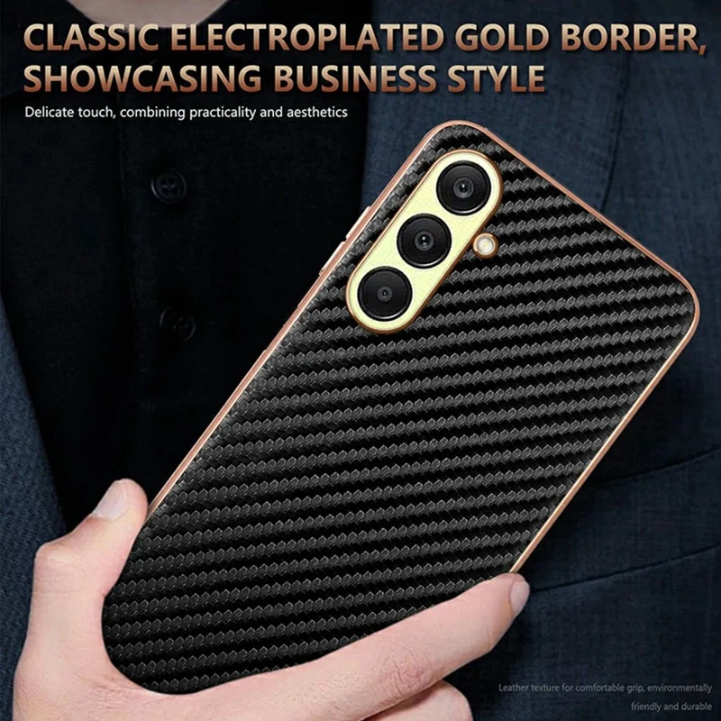 AZNS For Samsung Galaxy A26 5G Case Electroplating Carbon Fiber Texture PU + TPU Phone Cover - Blue