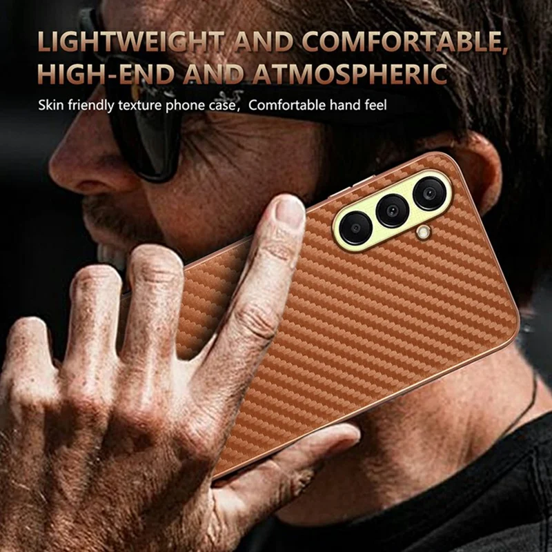 AZNS For Samsung Galaxy A26 5G Case Electroplating Carbon Fiber Texture PU + TPU Phone Cover - Blue