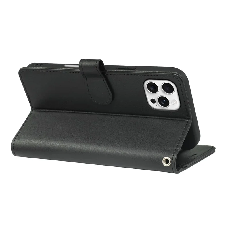 Funda para iPhone 16 Pro Max con 9 ranuras para tarjetas, de piel sintética y con soporte - Negro