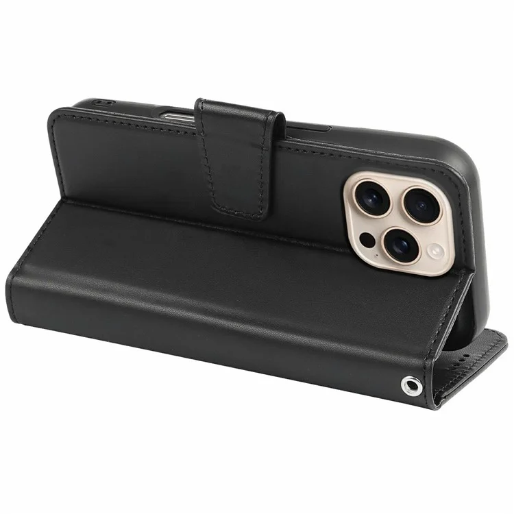 Funda para iPhone 16 Pro Extraíble 2 en 1 Cartera de Piel PU Cubierta de Teléfono - Negro