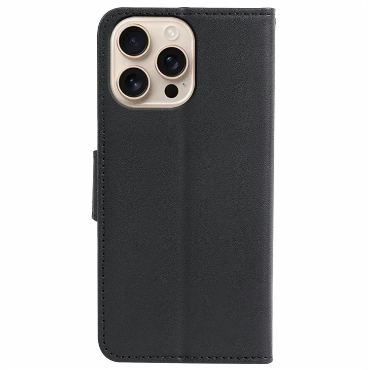 Funda para iPhone 16 Pro Extraíble 2 en 1 Cartera de Piel PU Cubierta de Teléfono - Negro
