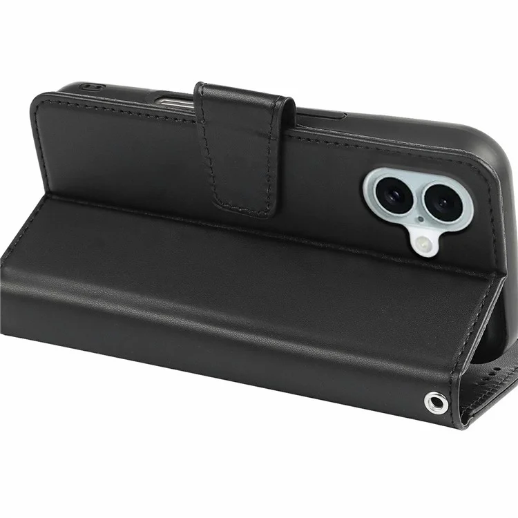 Capa para iPhone 16 Plus Destacável 2 em 1 Couro PU Carteira Capa de Telefone - Preta