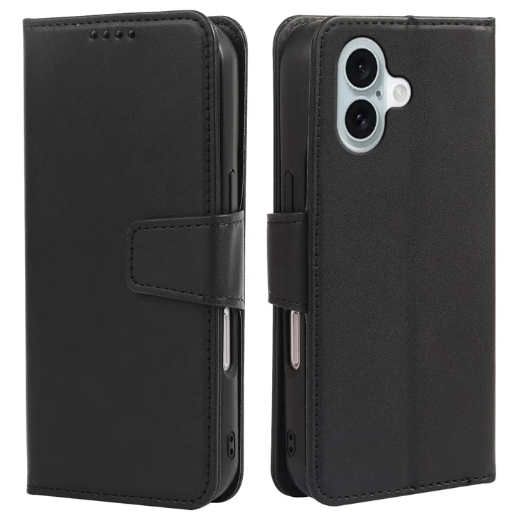 Für iPhone 16 Hülle abnehmbar 2 in 1 PU-Leder Geldbörse Handyhülle - Schwarz
