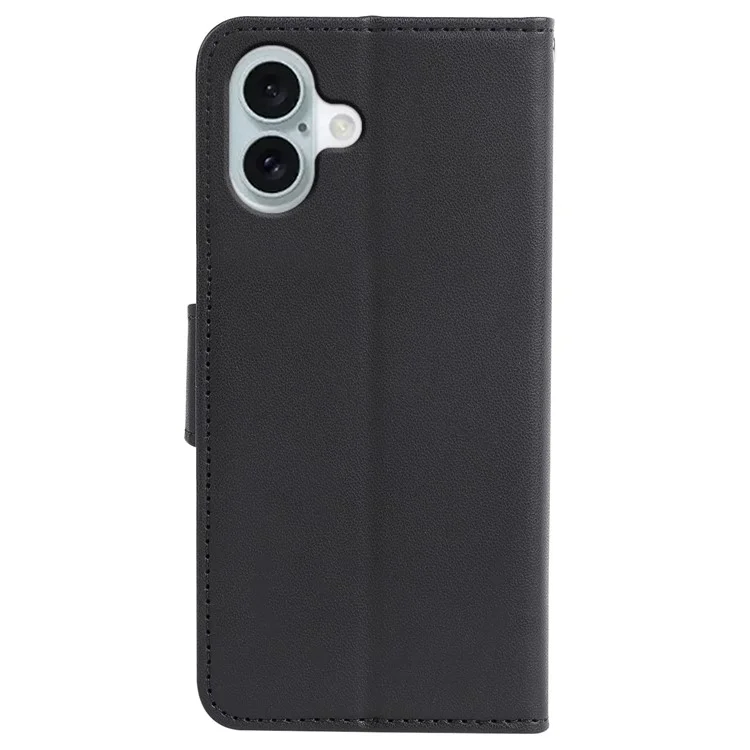 Für iPhone 16 Hülle abnehmbar 2 in 1 PU-Leder Geldbörse Handyhülle - Schwarz