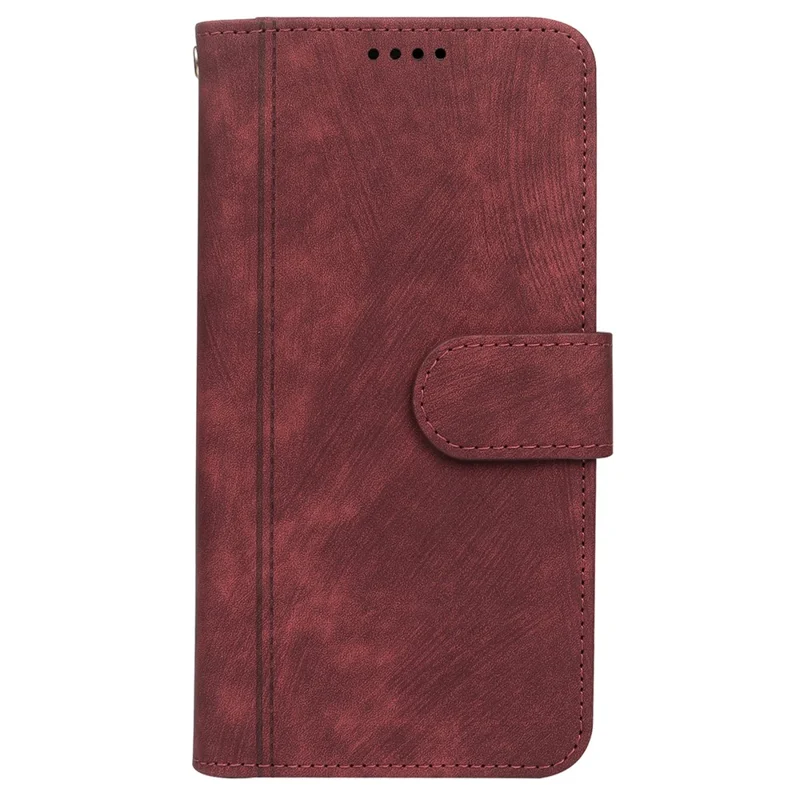 Capa de couro com padrão de linha para iPhone 16 Pro Max, com 9 slots para cartões - Vermelho