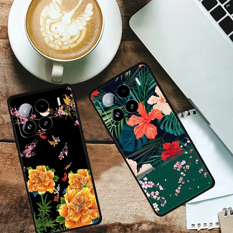 Capa para Xiaomi 15 Pro com impressão de padrão, anti-arranhões, em TPU - Fênix perseguindo o sol
