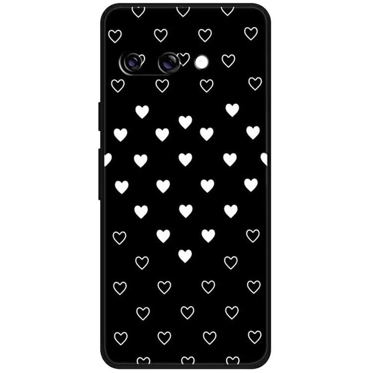 For Google Pixel 9a TPU Case Pattern Printed Anti Drop Phone Cover - White Hearts