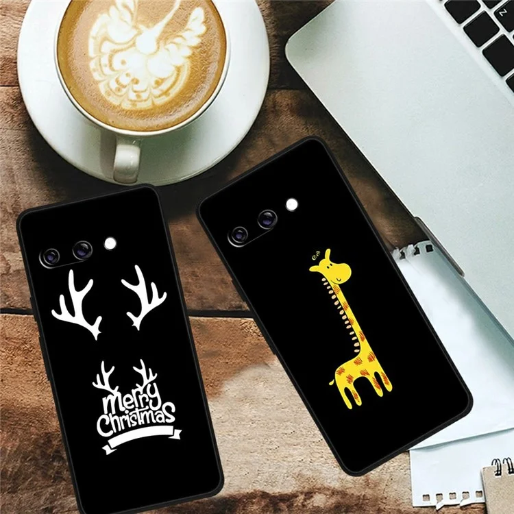For Google Pixel 9a TPU Case Pattern Printed Anti Drop Phone Cover - White Hearts