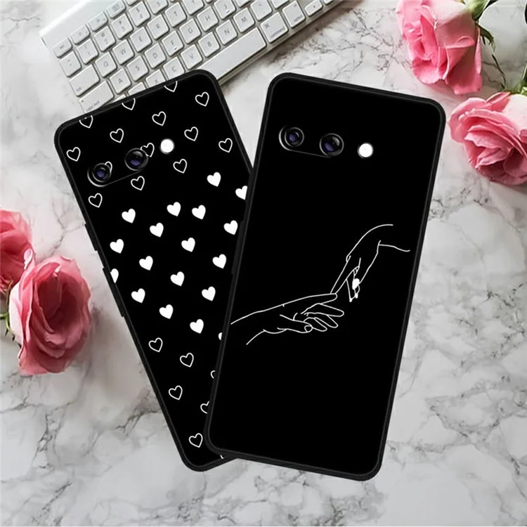 For Google Pixel 9a TPU Case Pattern Printed Anti Drop Phone Cover - White Hearts