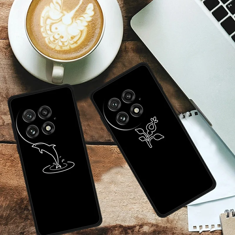 For OnePlus 13 Line Art Case Anti-Scratch Soft TPU Phone Cover - Flower