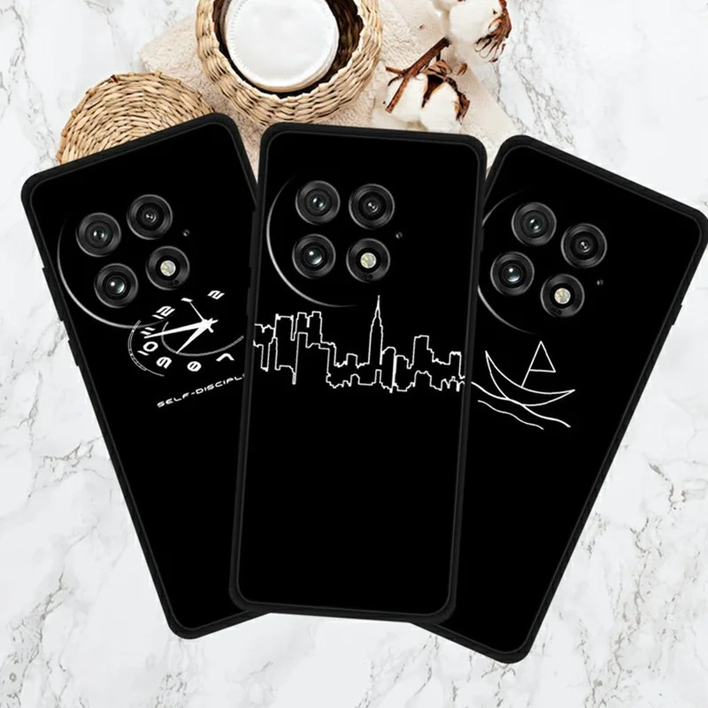 For OnePlus 13 Line Art Case Anti-Scratch Soft TPU Phone Cover - Flower