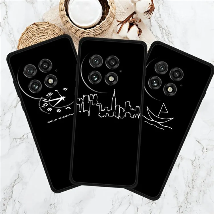 For OnePlus 13 Line Art Case Anti-Scratch Soft TPU Phone Cover - Sunflower in Vase