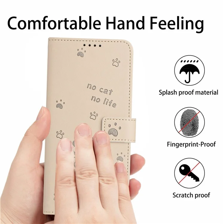 For Honor 300 Pro / 300 Ultra Case with Strap Cats Imprint Leather Wallet Phone Cover - Beige