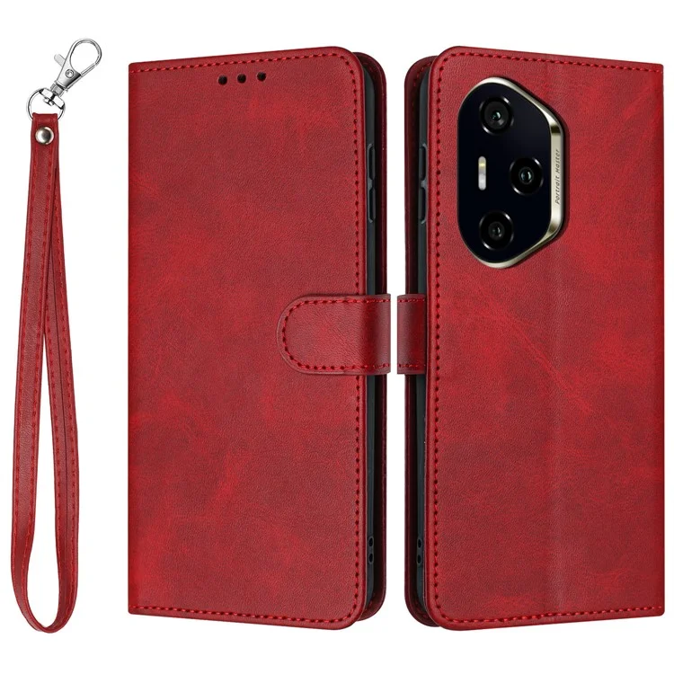For Honor 300 Pro / 300 Ultra Hülle Flip-Ständer PU-Leder Brieftasche Handyhülle Kalbslederstruktur - Rot
