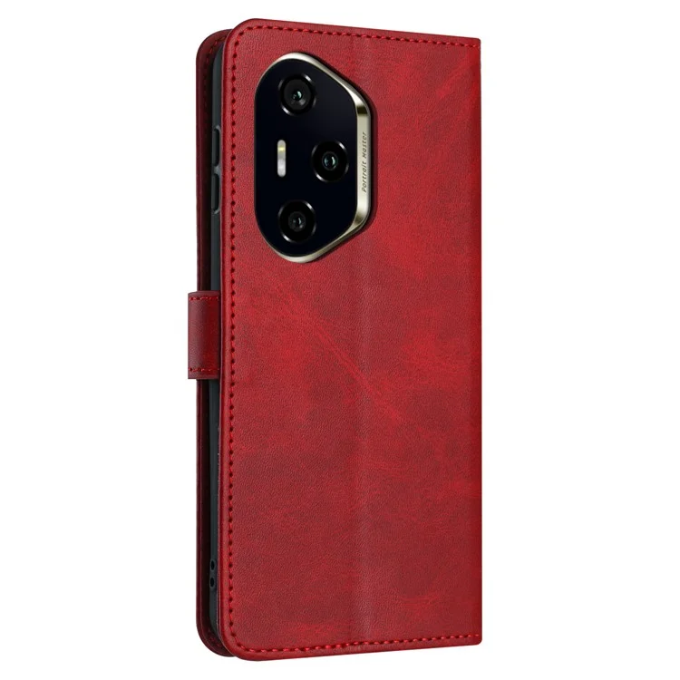 For Honor 300 Pro / 300 Ultra Hülle Flip-Ständer PU-Leder Brieftasche Handyhülle Kalbslederstruktur - Rot