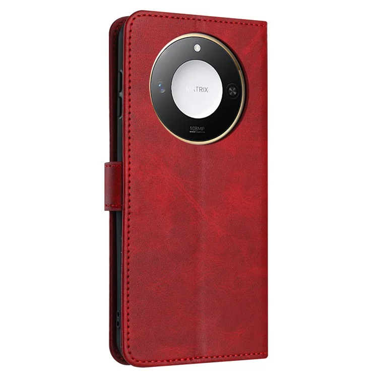 Für Honor X60 5G / X9c Smart 5G Hülle Flip Stand PU-Leder Brieftasche Handyhülle Kalbsleder Textur - Rot
