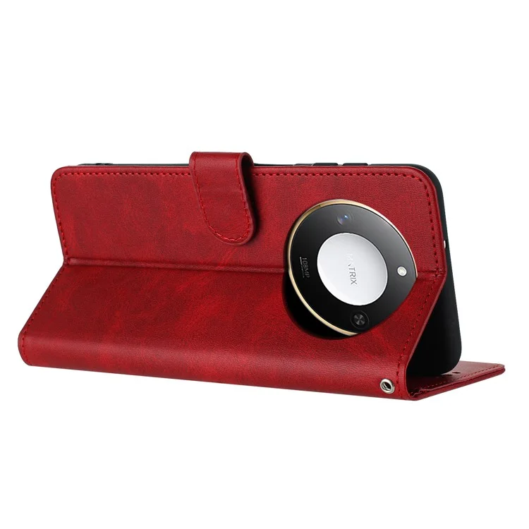 Für Honor X60 5G / X9c Smart 5G Hülle Flip Stand PU-Leder Brieftasche Handyhülle Kalbsleder Textur - Rot